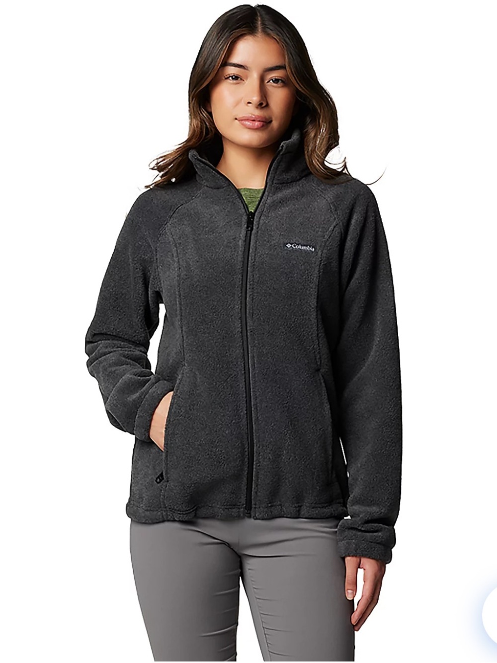Columbia Dark Gray Fleece Jacket with Logo Tag